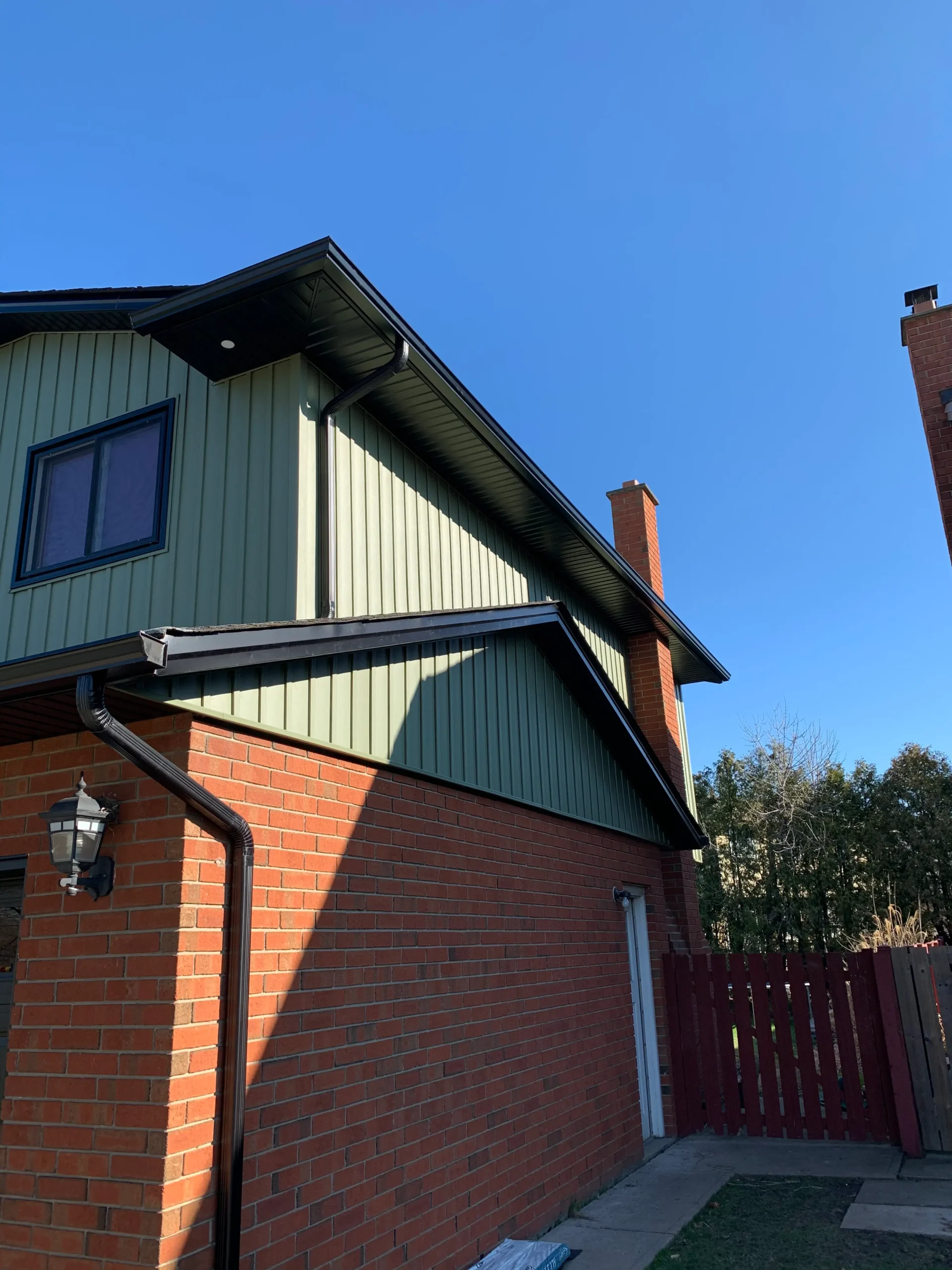 Completed board and batten exterior siding installation