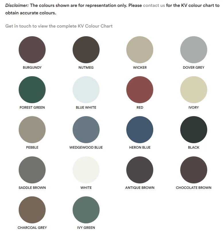 KV patio door colour options showing multiple exterior finish choices