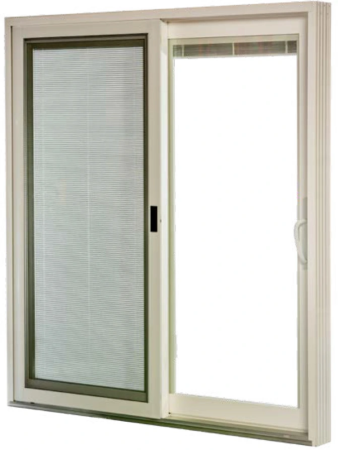 KV patio door with built-in mini blinds