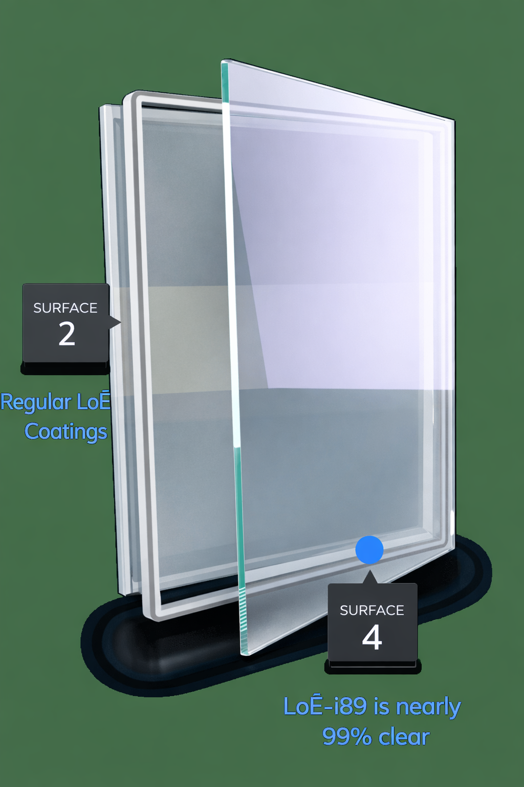 Low-E i89 glass coating surface diagram