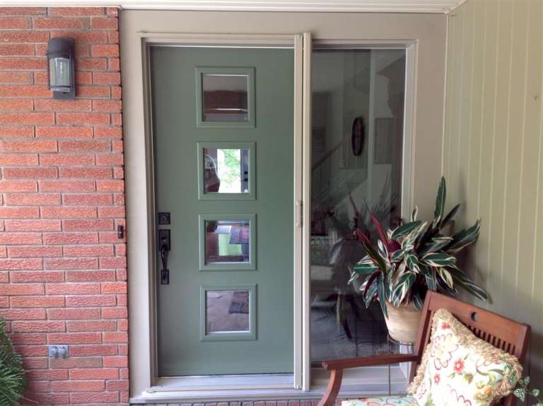 Olive Green Door With Sliding Screen - Replacement windows and doors in ...