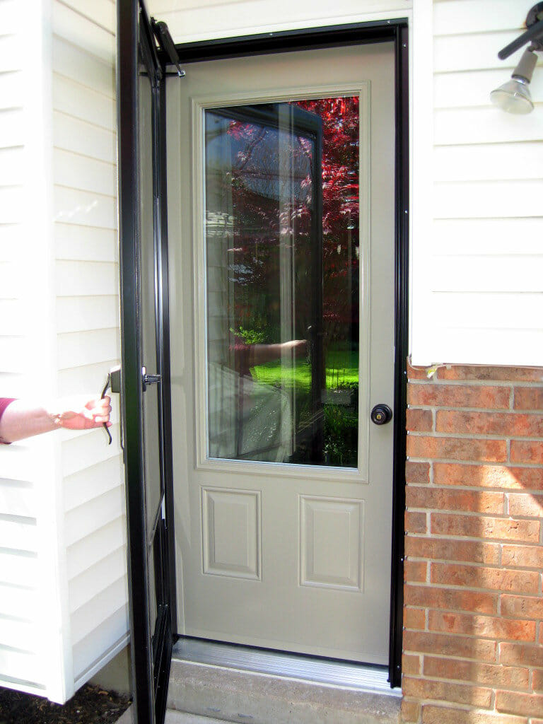 hree Quarter Steel Door Clear Glass With Storm Door